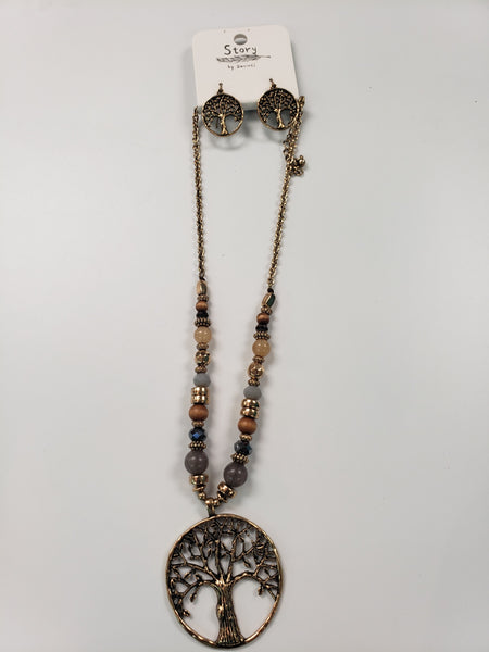 Tree of Life beaded Necklace with earrings