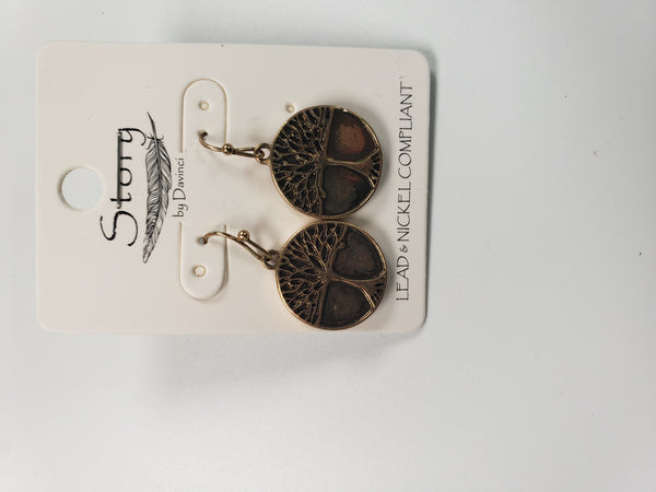 Tree of life circle dangle earrings
