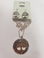 TREE OF LIFE CIRCLE NECKLACE WITH EARRINGS