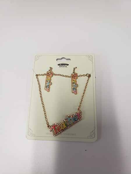 Teacher earring and necklace set