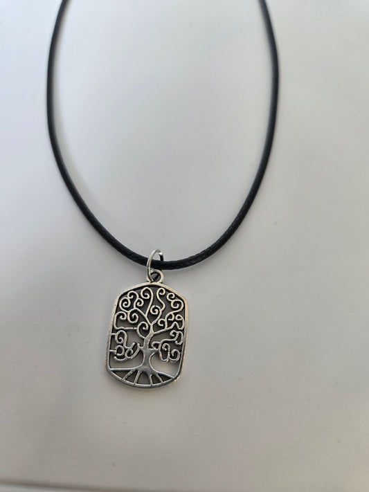 Small framed tree necklace on cord