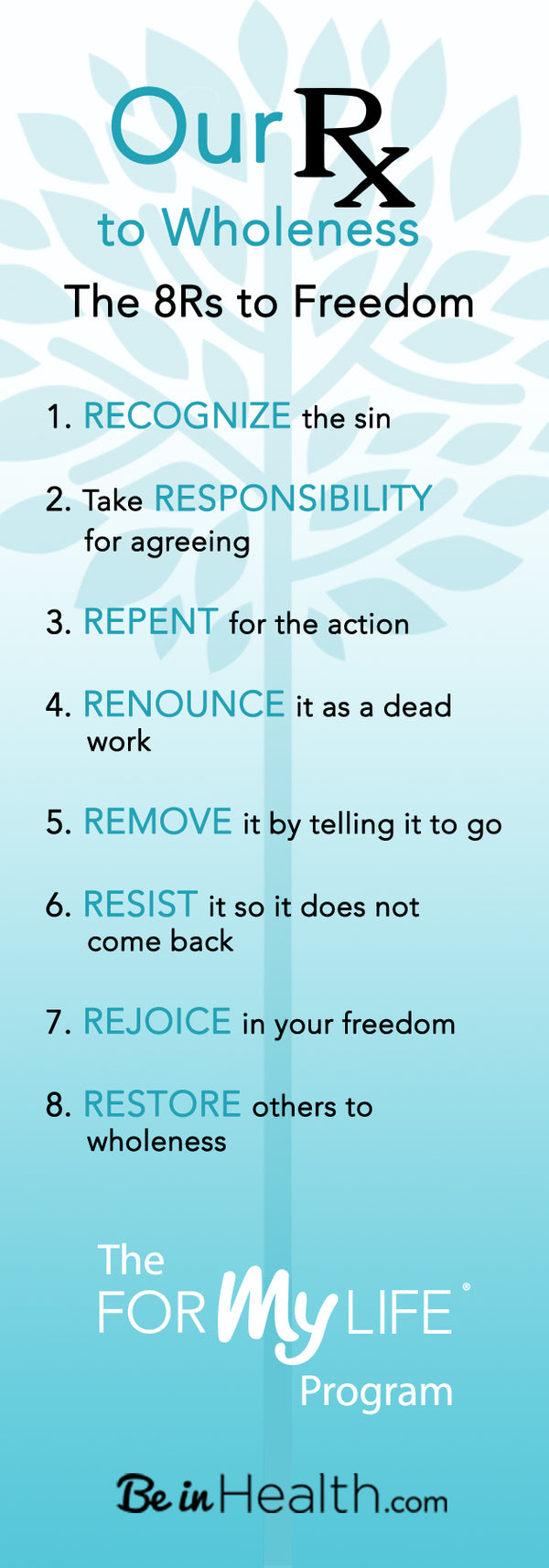 Freedom Bookmarks 8R's to Freedom - Bookmarks - 25 pack – Be in Health® Resource Center